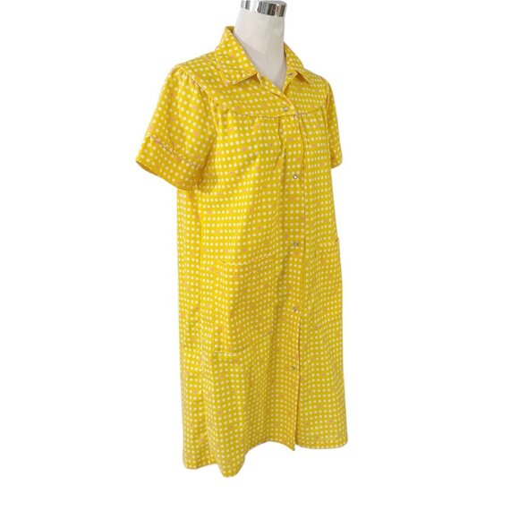 Sears Other - Sears Cotton Duster Housecoat Sz Small 8-10 Robe Yellow Polka Dot Vintage 1970s
